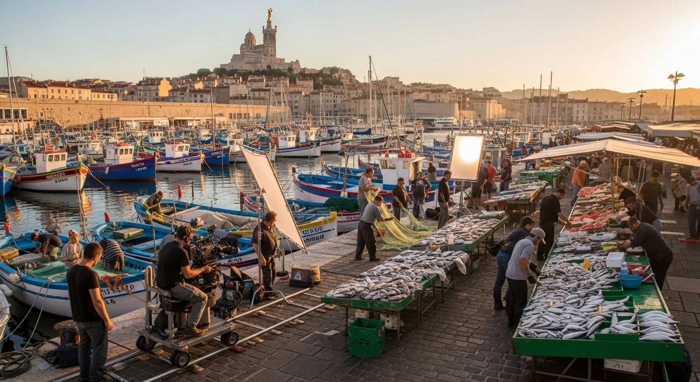 Filming in Marseille at Vieux-Port harbor